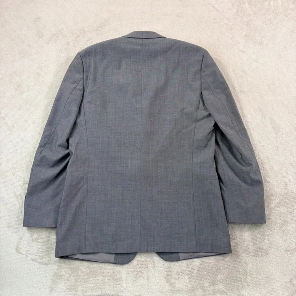 Vintage 90's HUGO BOSS 2 Piece Suit Men 42R Grey Pleated Cuffed Pants 36x33 USA